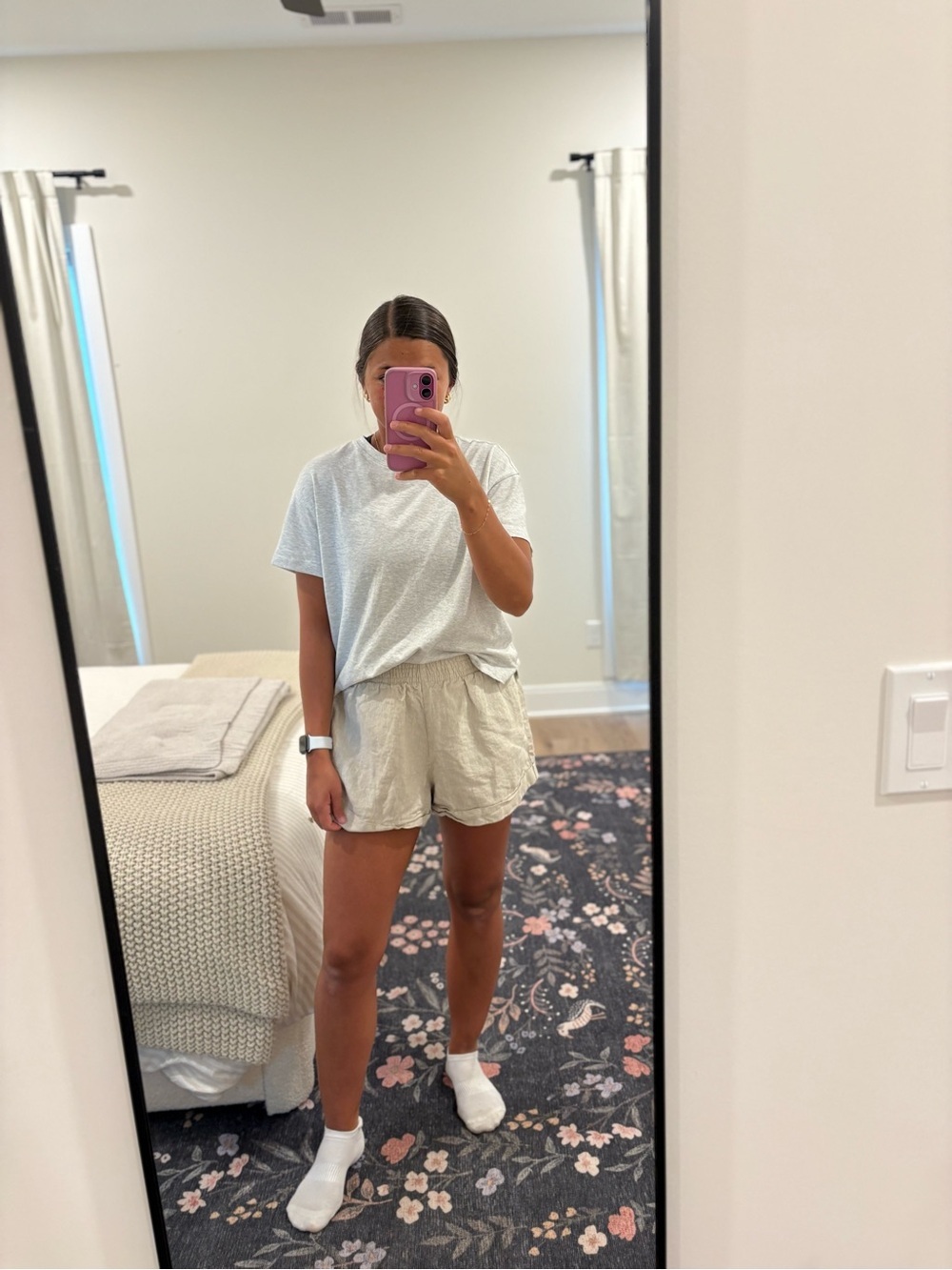 Reformation Cream Lightweight Shorts